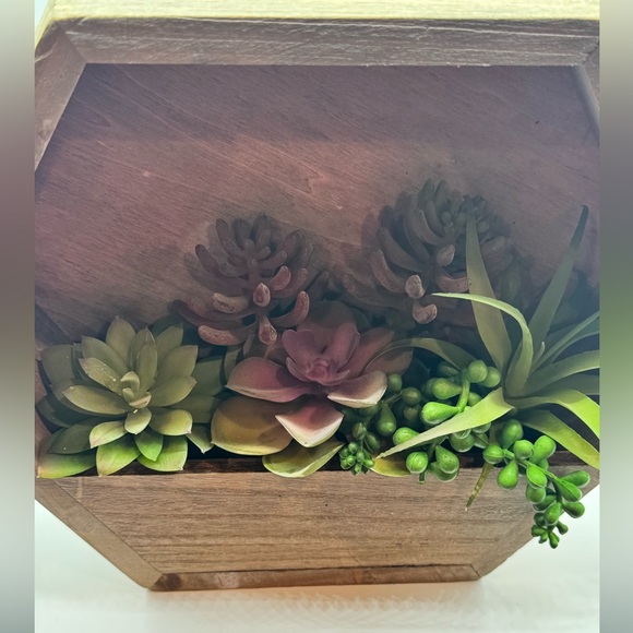 Succulent Artificial Arrangement Wood Wall Plantar Set - Picture 10 of 15